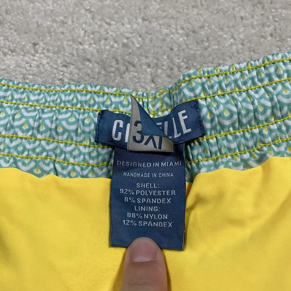 Capelle Swim Shorts Mens 3XL Blue Green Pattern Drawstring Trunks Board Short